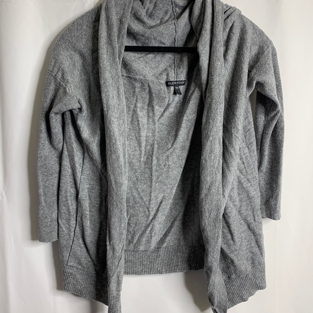 Eileen Fisher Shawl Collar Drape Open Cardigan S